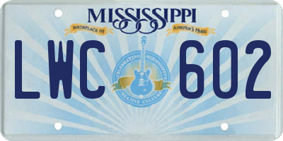 MS license plate LWC602