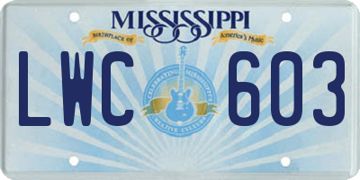 MS license plate LWC603