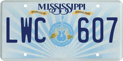 MS license plate LWC607