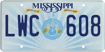 MS license plate LWC608
