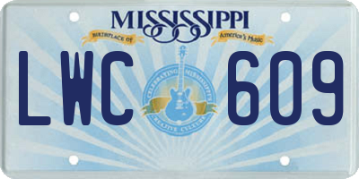 MS license plate LWC609