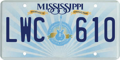 MS license plate LWC610