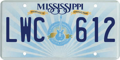 MS license plate LWC612