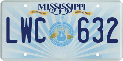 MS license plate LWC632