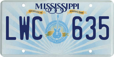 MS license plate LWC635