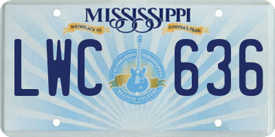 MS license plate LWC636