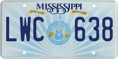 MS license plate LWC638