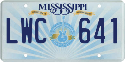 MS license plate LWC641
