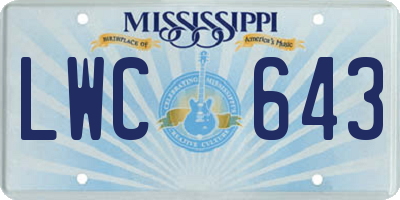 MS license plate LWC643