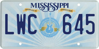 MS license plate LWC645