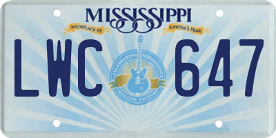MS license plate LWC647
