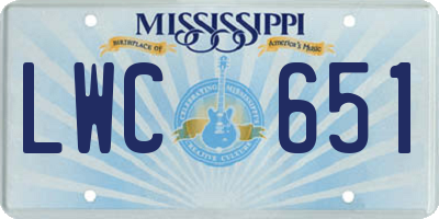 MS license plate LWC651