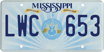 MS license plate LWC653