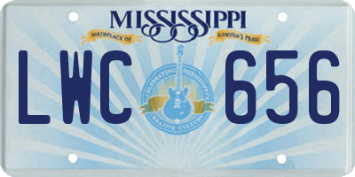 MS license plate LWC656