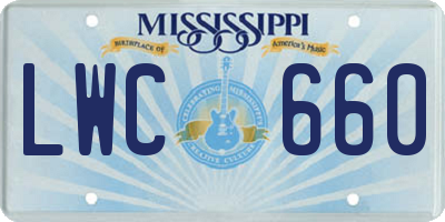 MS license plate LWC660