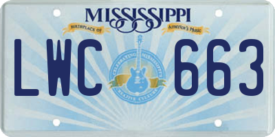 MS license plate LWC663