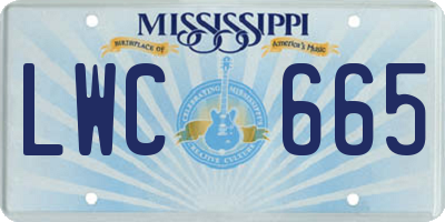 MS license plate LWC665