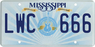 MS license plate LWC666