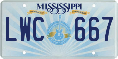 MS license plate LWC667