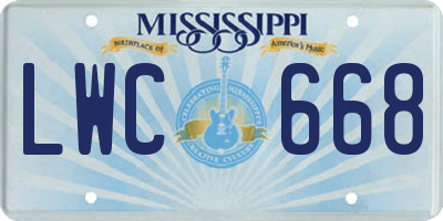 MS license plate LWC668