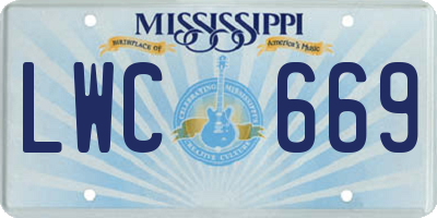 MS license plate LWC669