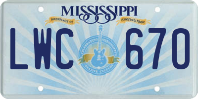 MS license plate LWC670