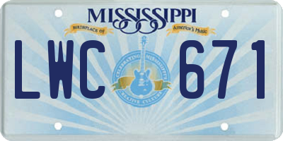 MS license plate LWC671