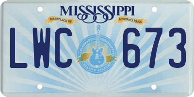 MS license plate LWC673