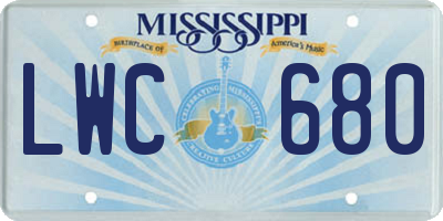 MS license plate LWC680