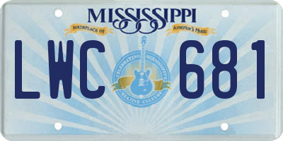 MS license plate LWC681