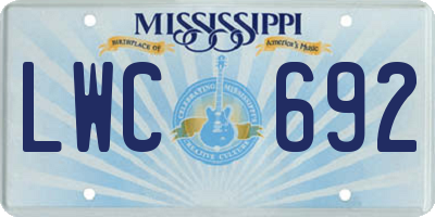 MS license plate LWC692