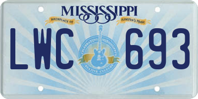 MS license plate LWC693