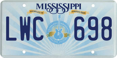 MS license plate LWC698