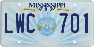 MS license plate LWC701