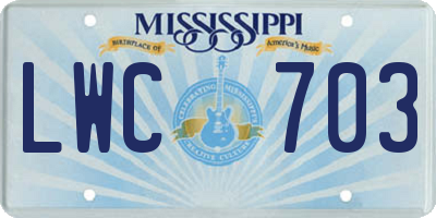 MS license plate LWC703