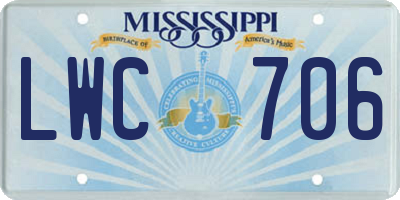 MS license plate LWC706
