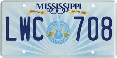MS license plate LWC708