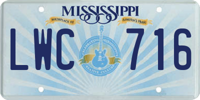 MS license plate LWC716