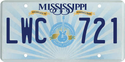 MS license plate LWC721