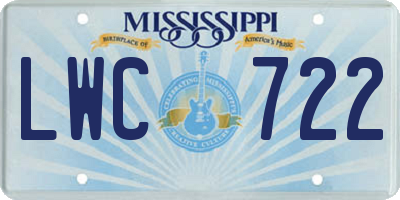 MS license plate LWC722