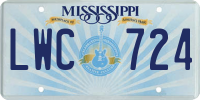 MS license plate LWC724