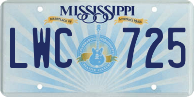 MS license plate LWC725