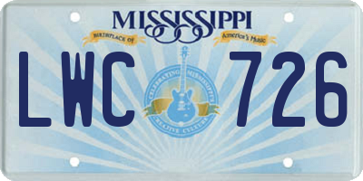 MS license plate LWC726