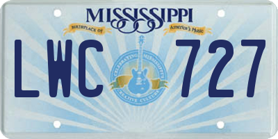 MS license plate LWC727