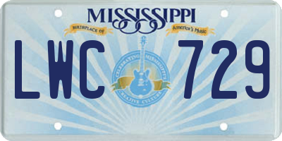 MS license plate LWC729