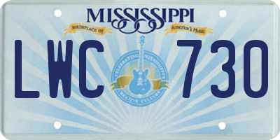 MS license plate LWC730