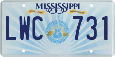 MS license plate LWC731