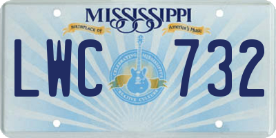 MS license plate LWC732