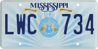 MS license plate LWC734