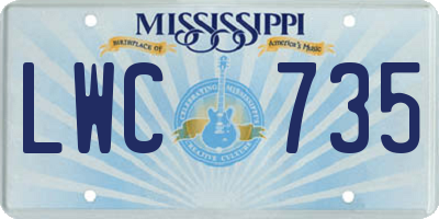MS license plate LWC735